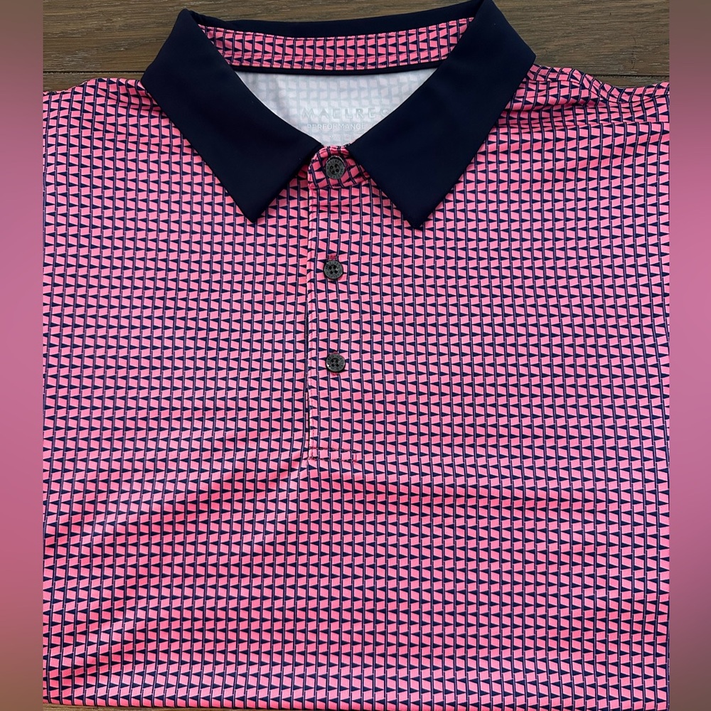 Maelreg Pink And Navy Blue Short Sleeve Polo Shirt Size L Like‎ New